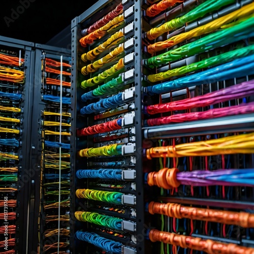 with colorful fiber-optic cables Generative AI