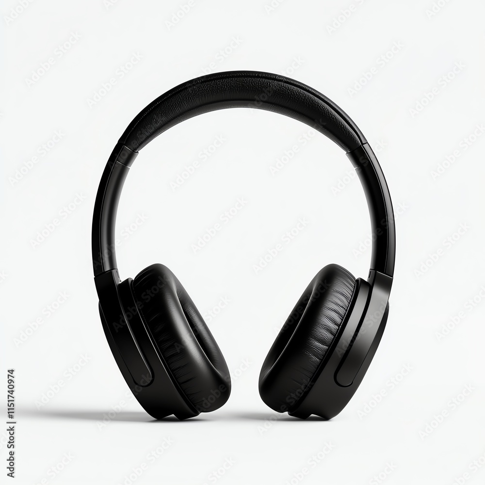 Black wireless headphones on a white isolated background, showcasing sleek design and modern style for audio enthusiasts. Black wireless headphones on a white isolated background, showcasing sleek design and modern style for audio enthusiasts.