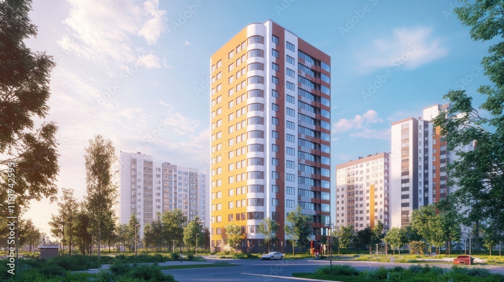 Modern Apartment Complex in Suburban Setting Modern Apartment Complex in Suburban Setting