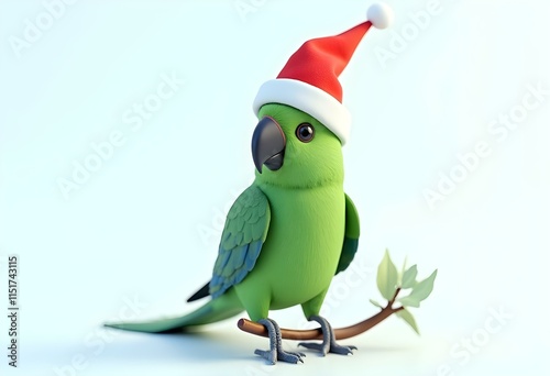 christmas parrot on a branch