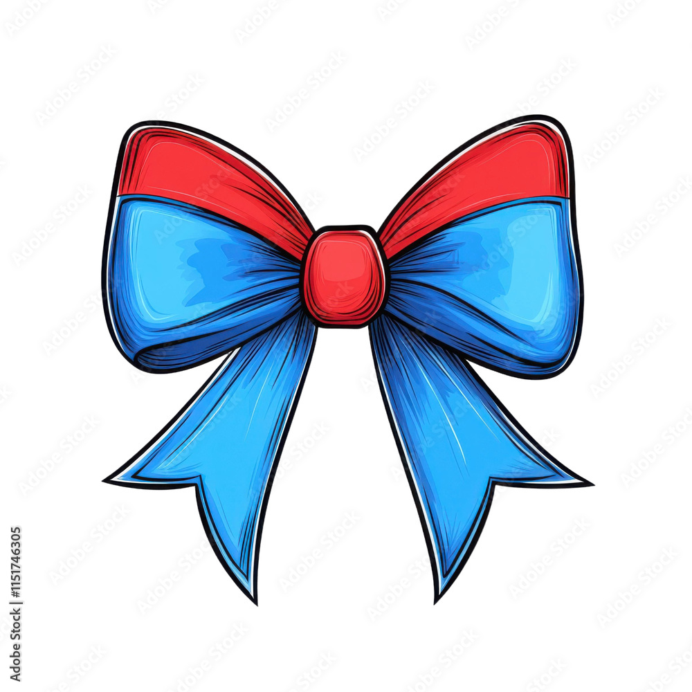 vibrant red and blue bow with glossy finish, perfect for cheerleading or festive decorations vibrant red and blue bow with glossy finish, perfect for cheerleading or festive decorations