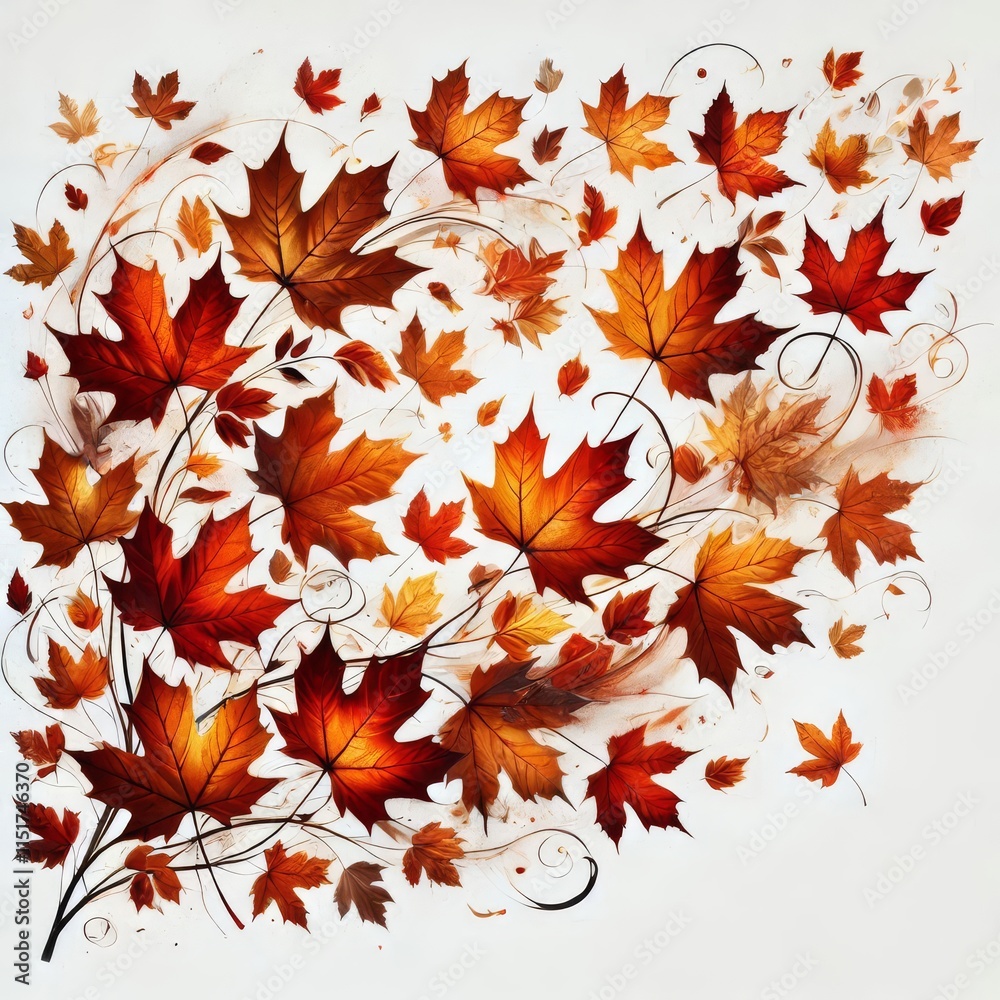 Autumn maple leaves fluttering in the air. Movement and natural flow with isolated on white background.
Autumn maple leaves fluttering in the air. Movement and natural flow with isolated on white background.