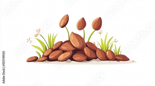 Flax Seeds Vector Illustration - Single 2D Isolated Image photo