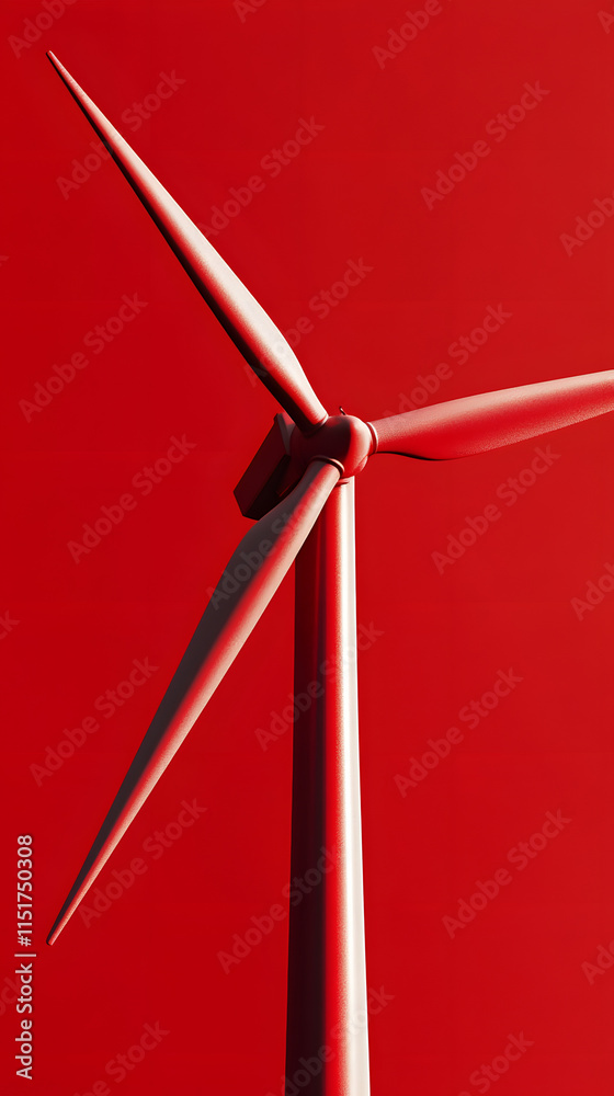 concept idea eco power energy wind turbine, red color concept idea eco power energy wind turbine, red color