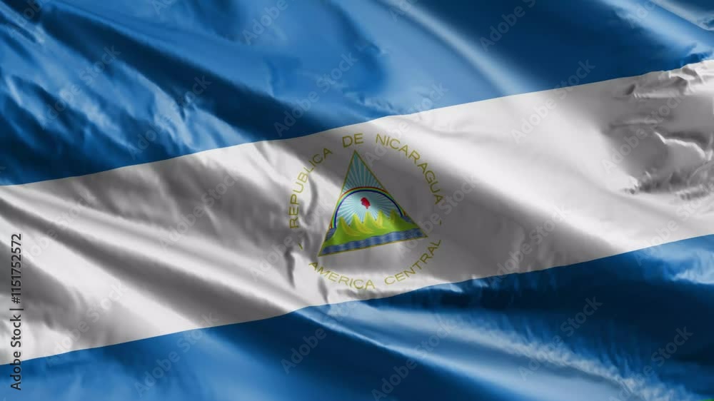 3D illustration closeup of the Nicaragua country flag waving in the wind