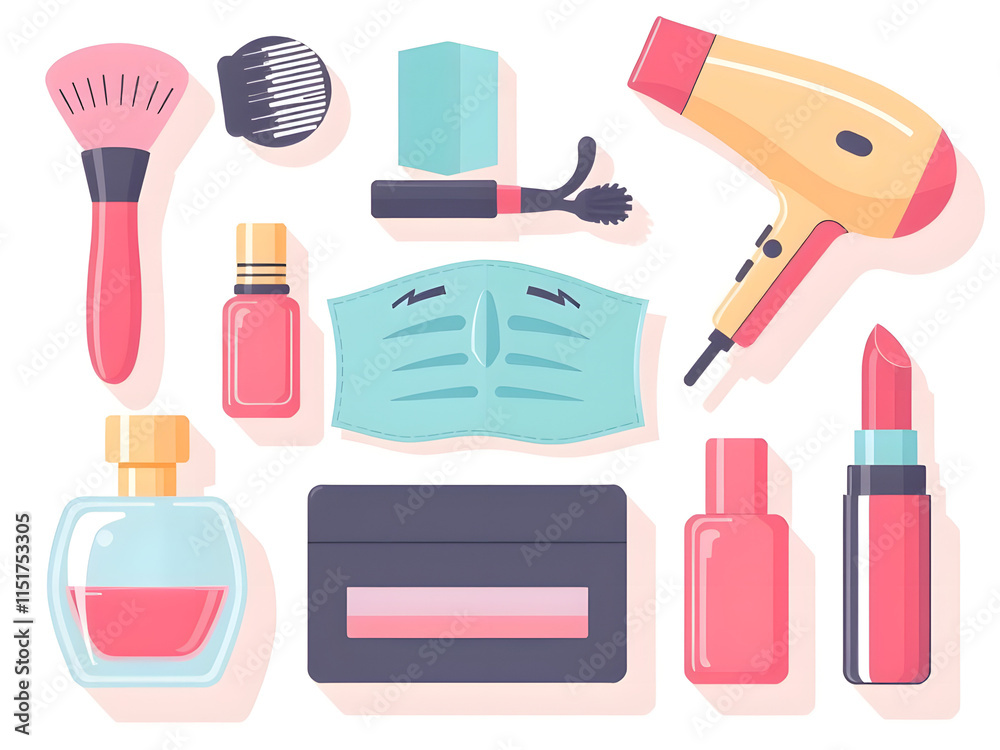 Obraz premium Stylish vector icons of beauty and skincare tools