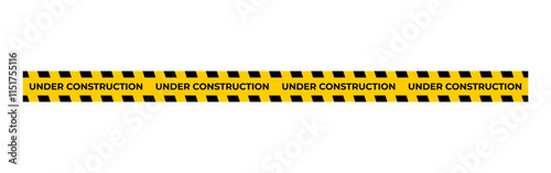 Vector illustration of Under Construction police tape isolated on transparent background