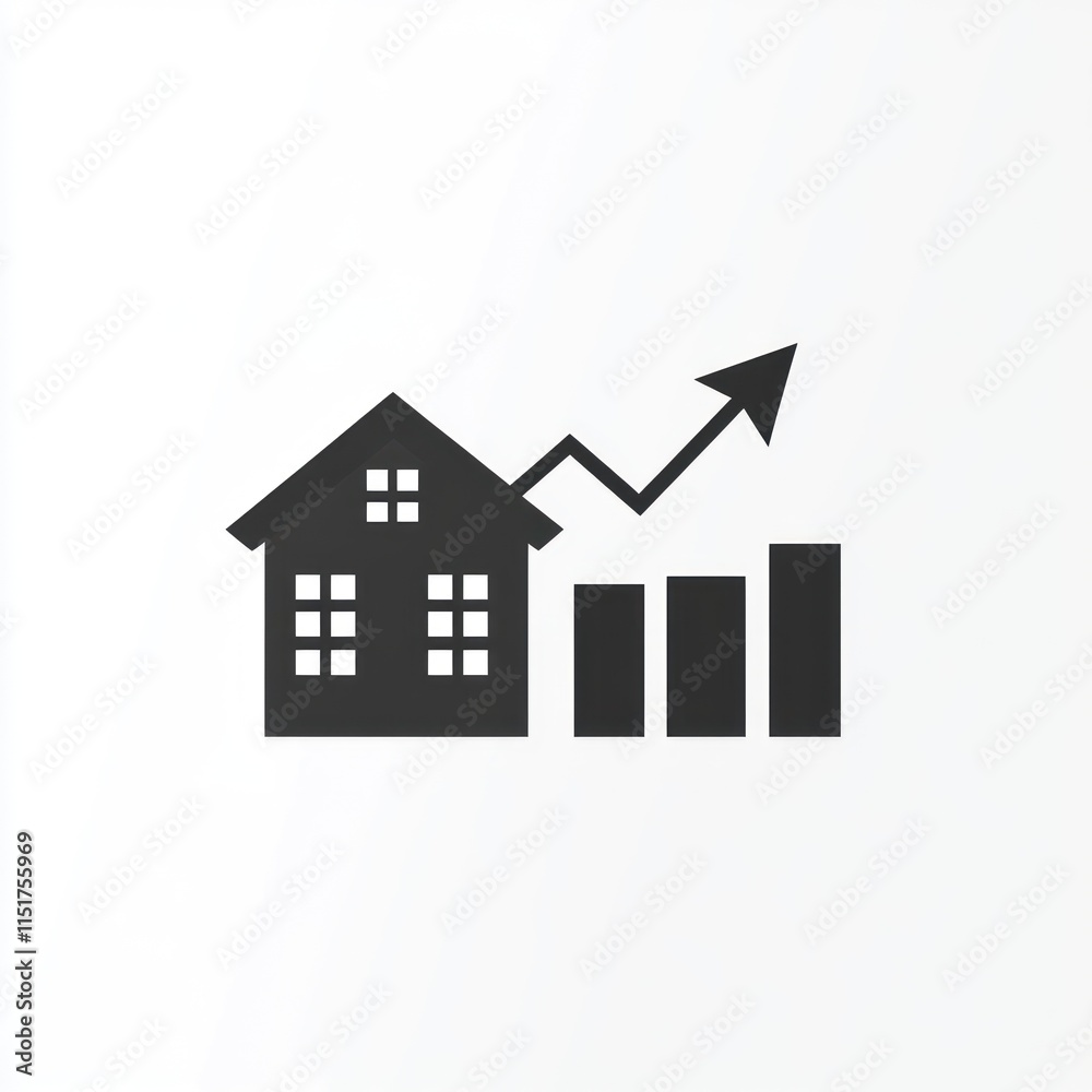 House price increase graph icon. House price increase graph icon.