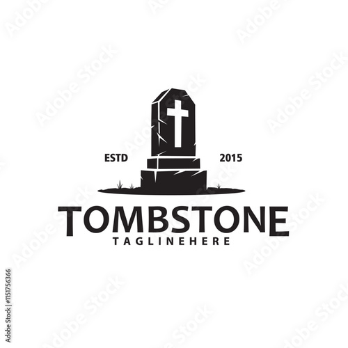 Tombstone Tomb Cemetery vintage label retro logo vector design