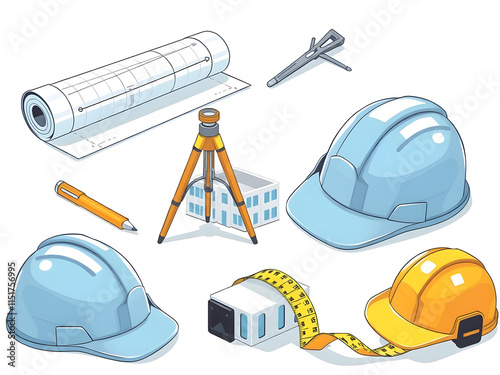 Vector illustrations of architecture tools photo