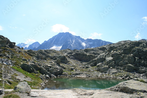 lake immersed in the mountains