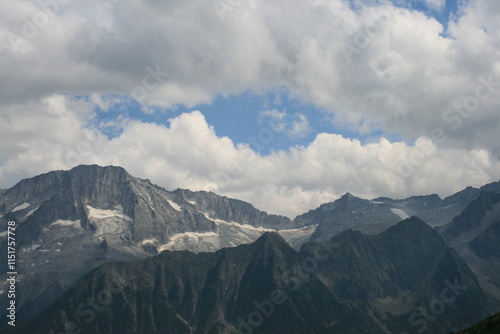 The top of a mountain with clouds