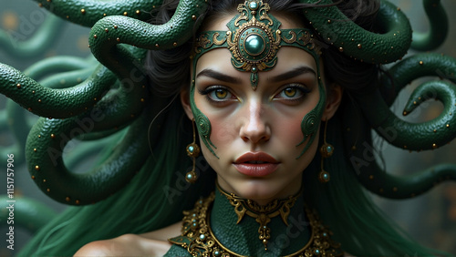 Beautiful Medusa artwork Greek mythology gorgon wallpaper background photo
