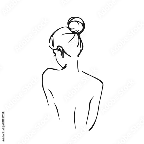 Line Art Drawing of Female Silhouette. Modern Trendy Line Art Woman Portrait, Minimalist Contour Drawing. Vector One Line Illustration for Minimalistic Home Décor, Wall Art, Posters, Print, Mobile