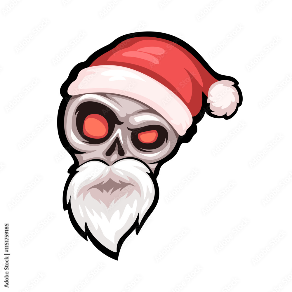 Skull Santa Head Character Illustration Vector