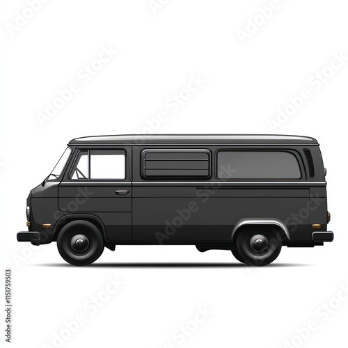 Classic black van side profile illustration.