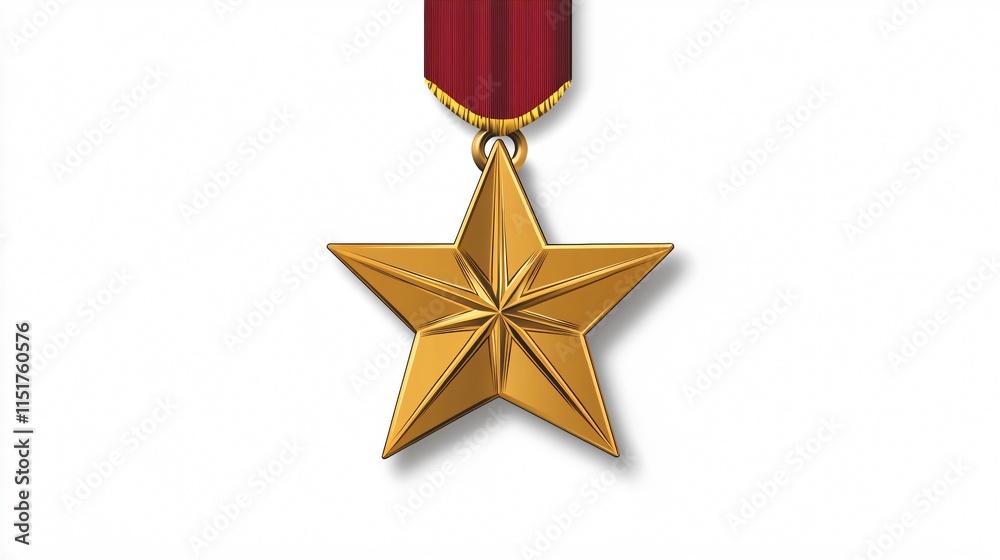Fototapeta premium Military Star Shape Medal Vector Illustration Isolated on White Background