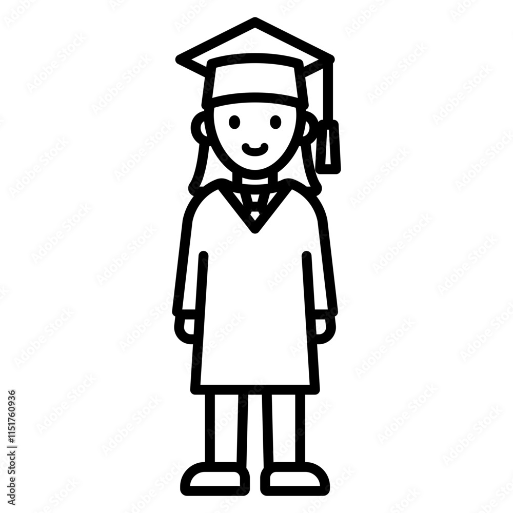 졸업식 여자 학생 아이콘 졸업식 여자 학생 아이콘