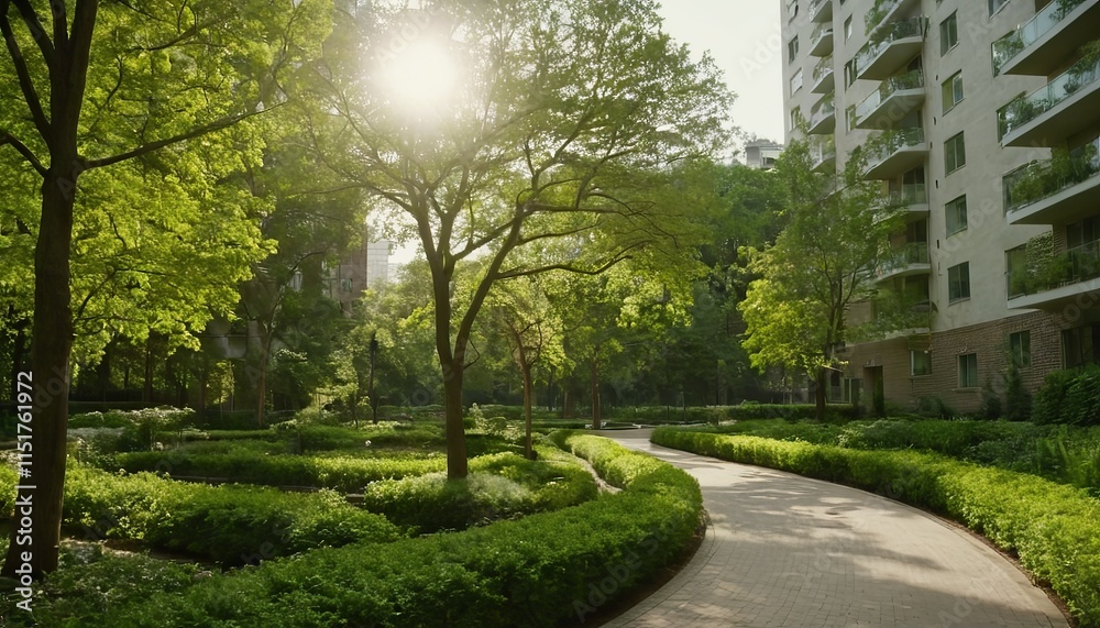 Fototapeta premium Promenade in a beautiful city park 10