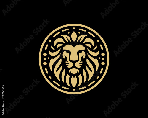 Gold Lion Icon Logo Design Vector Template. Lion Head, Face, Logo illustration. photo