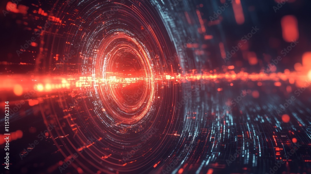 Obraz premium Abstract red and blue digital tunnel.