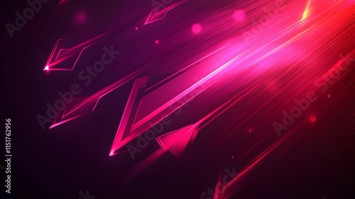 Red background, arrow-shaped light rays, flat illustration style, simple design, minimal details, flat vector graphics