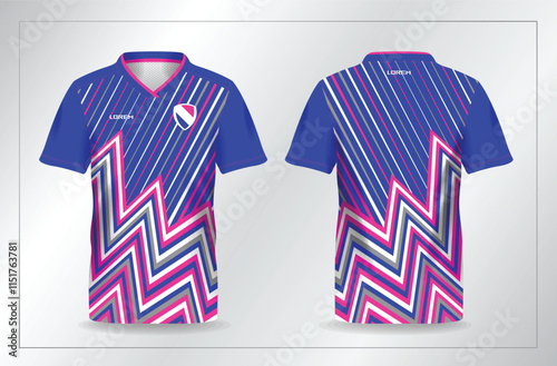 abstract blue and pink sport jersey for football and soccer shirt template	
