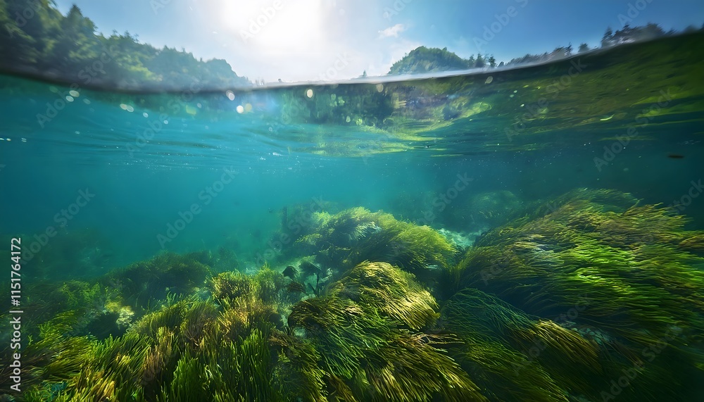 Paisajes bajo ríos o lagos con vegetación subacuática Paisajes bajo ríos o lagos con vegetación subacuática