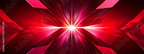 Red background, arrow-shaped light rays, flat illustration style, simple design, minimal details, flat vector graphics