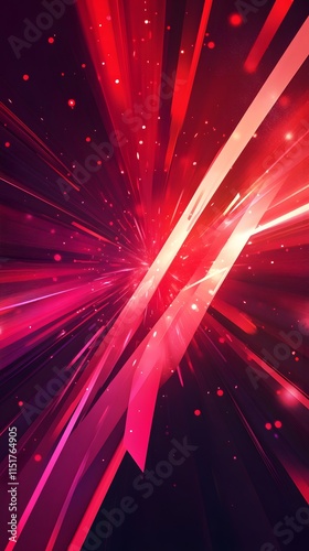 Red background, arrow-shaped light rays, flat illustration style, simple design, minimal details, flat vector graphics