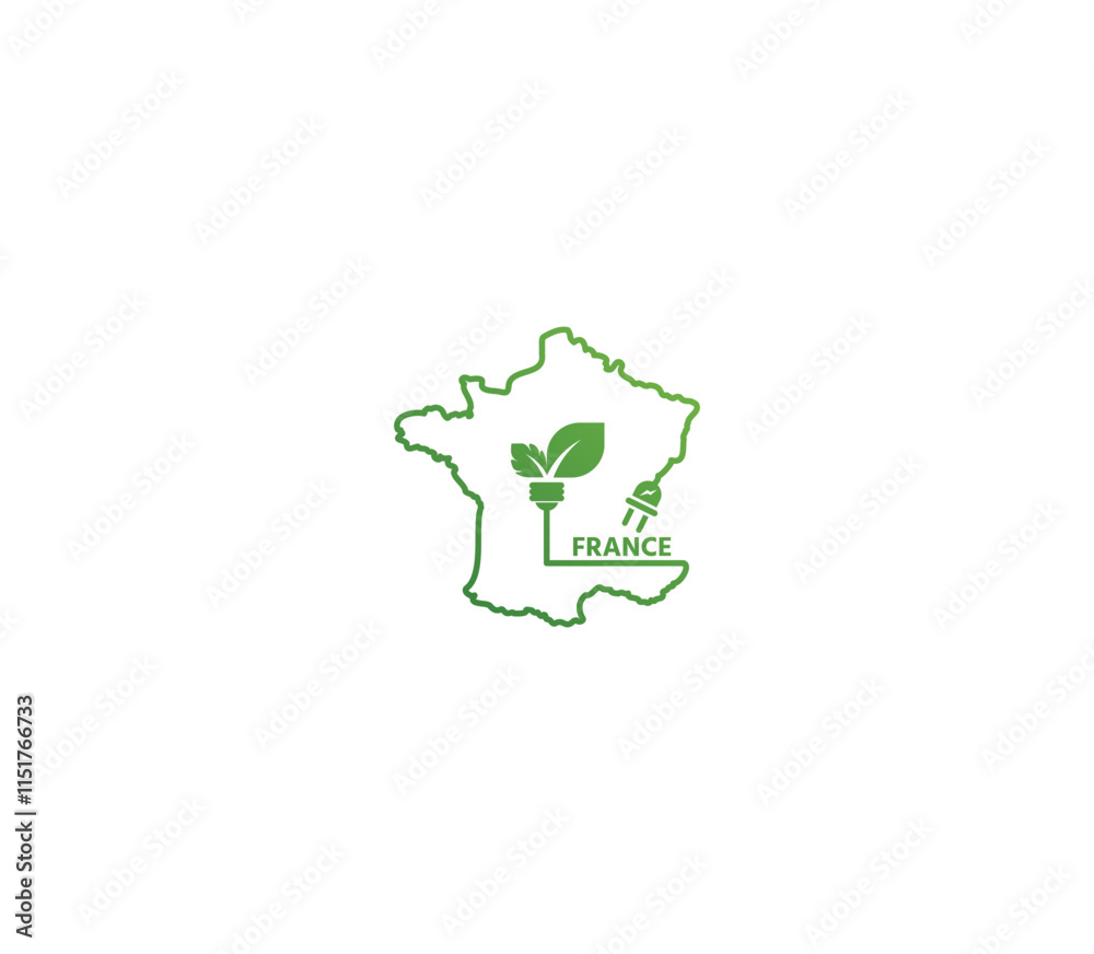 Eco-friendly France map symbolizing renewable energy and sustainability for green projects and initiatives. Eco-friendly France map symbolizing renewable energy and sustainability for green projects and initiatives.