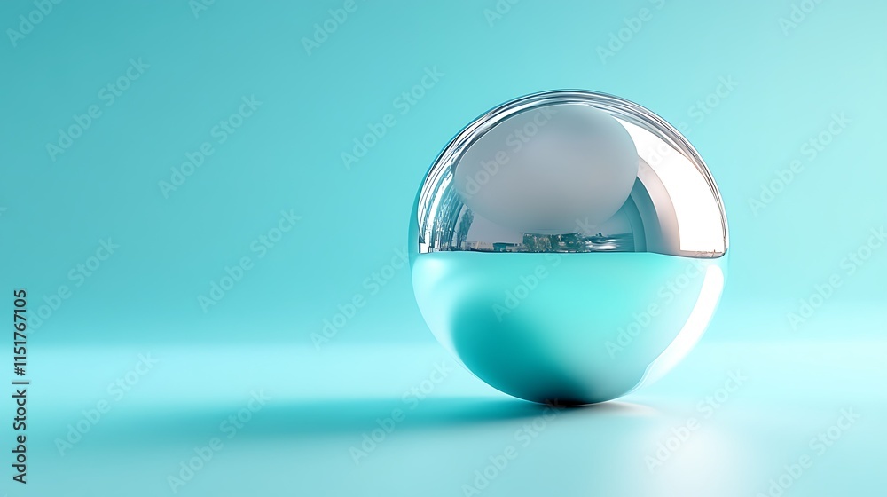 Shiny chrome sphere reflecting light on a blue background. Shiny chrome sphere reflecting light on a blue background.