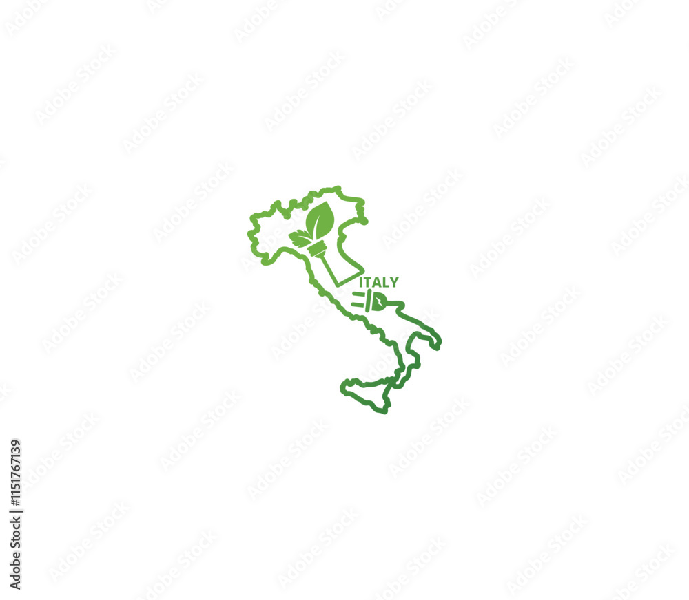 Eco-friendly Italy map symbolizing renewable energy and sustainability for green projects and initiatives. Eco-friendly Italy map symbolizing renewable energy and sustainability for green projects and initiatives.