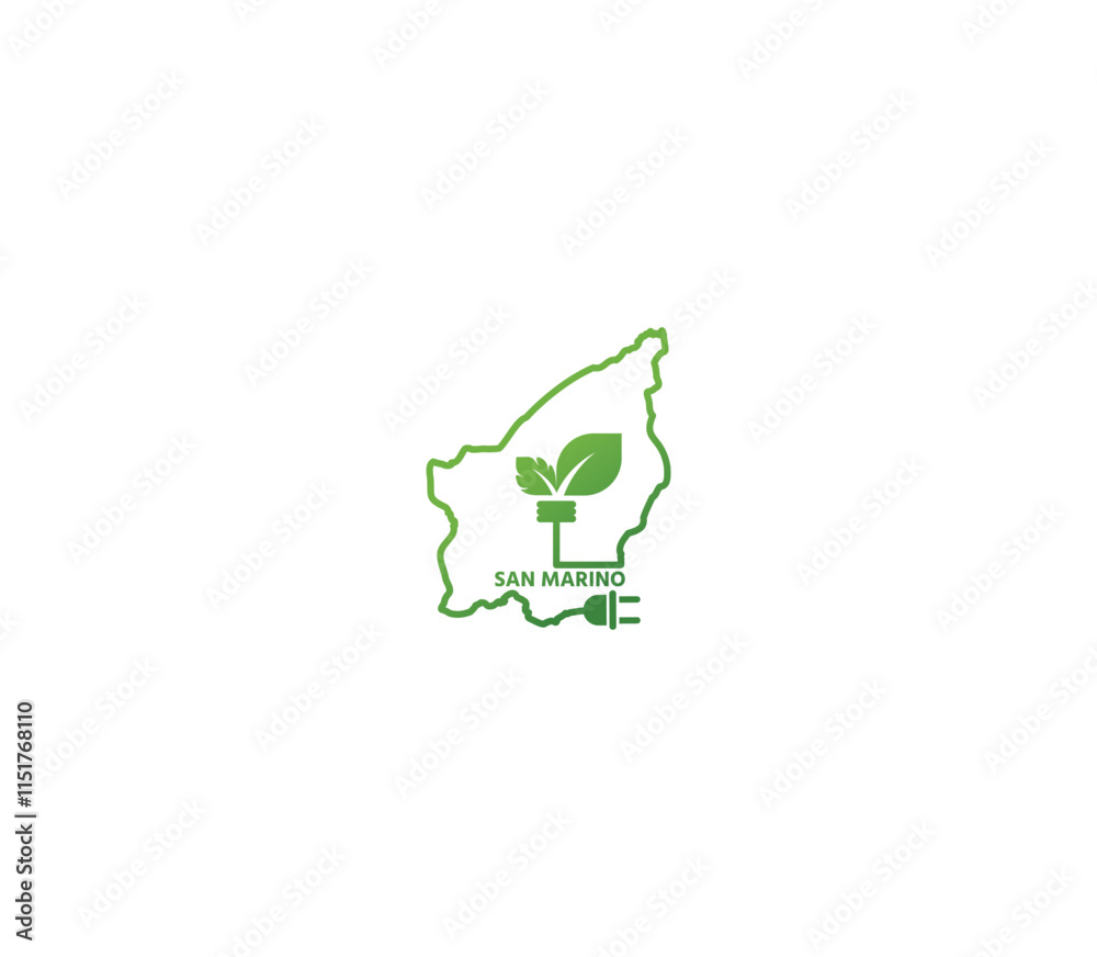 Fototapeta premium Eco-friendly San Marino map symbolizing renewable energy and sustainability for green projects and initiatives.