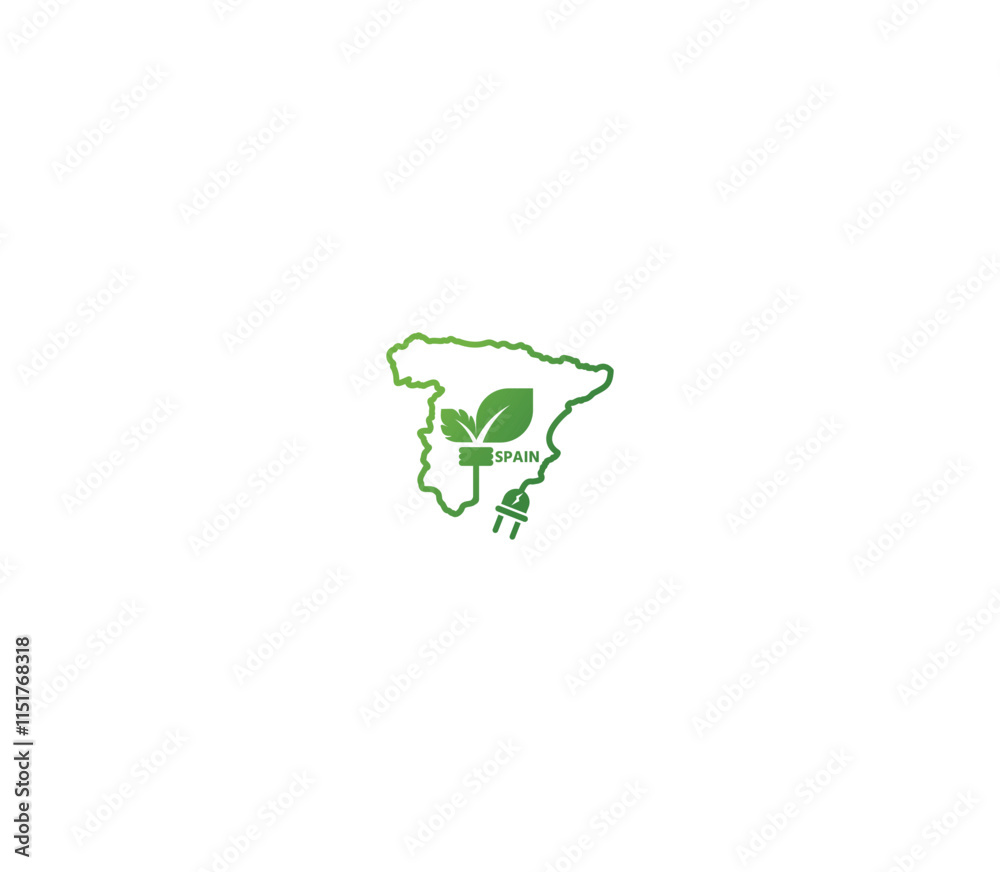 Eco-friendly Spain map symbolizing renewable energy and sustainability for green projects and initiatives. Eco-friendly Spain map symbolizing renewable energy and sustainability for green projects and initiatives.