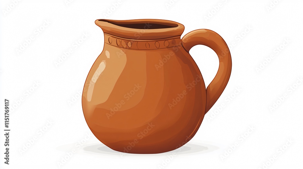 Traditional Clay Pitcher Jug Vector Illustration Isolated on White Background Traditional Clay Pitcher Jug Vector Illustration Isolated on White Background
