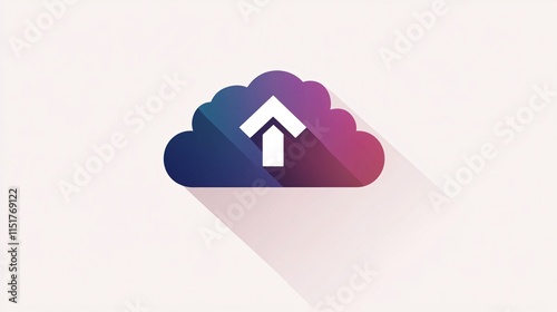 Cloud Download Upload Icon 2D Flat Vector Graphics for Digital Files photo