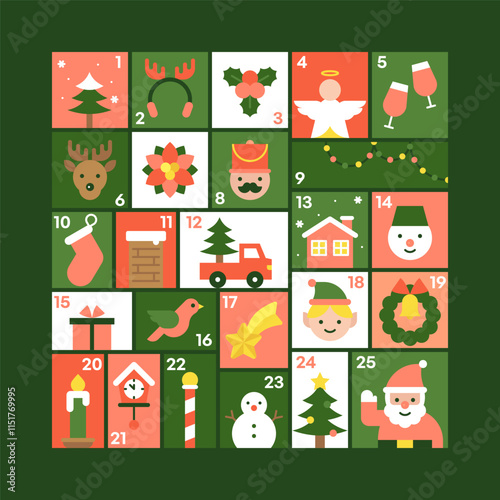 Festive Advent Calendar with Christmas Icons