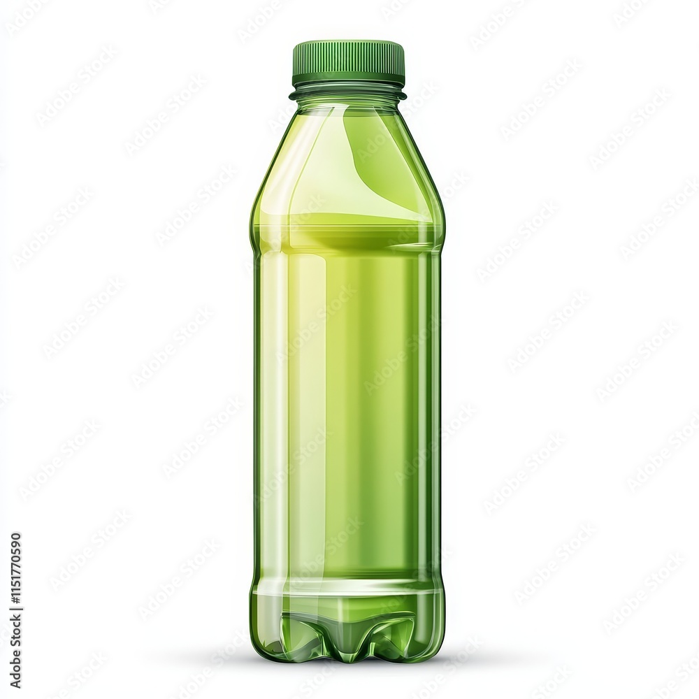 Transparent Green Plastic Bottle with Water on White Background Transparent Green Plastic Bottle with Water on White Background