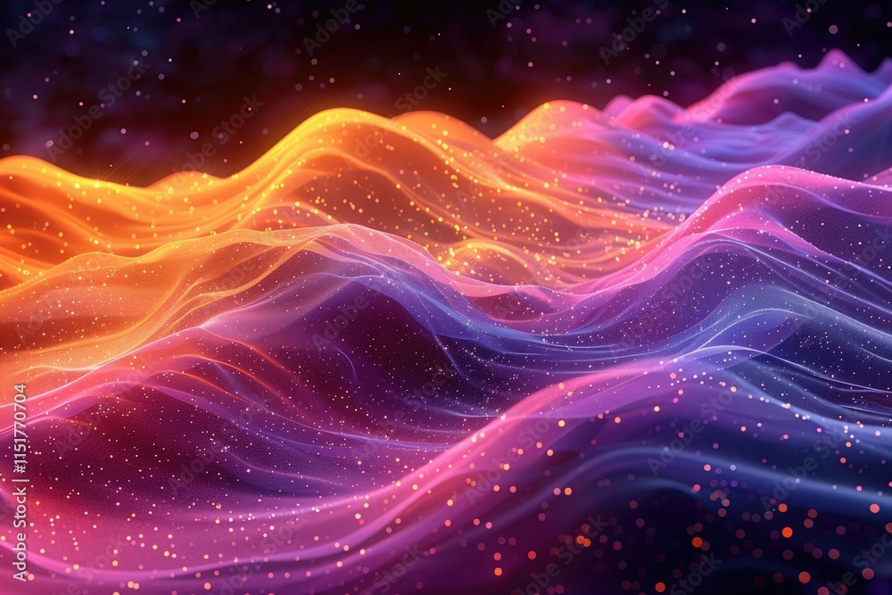 Fototapeta premium Abstract digital waves in vibrant colors, representing technology and connectivity 