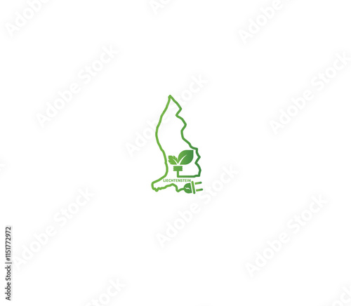 Eco-friendly Liechenstein map symbolizing renewable energy and sustainability for green projects and initiatives.