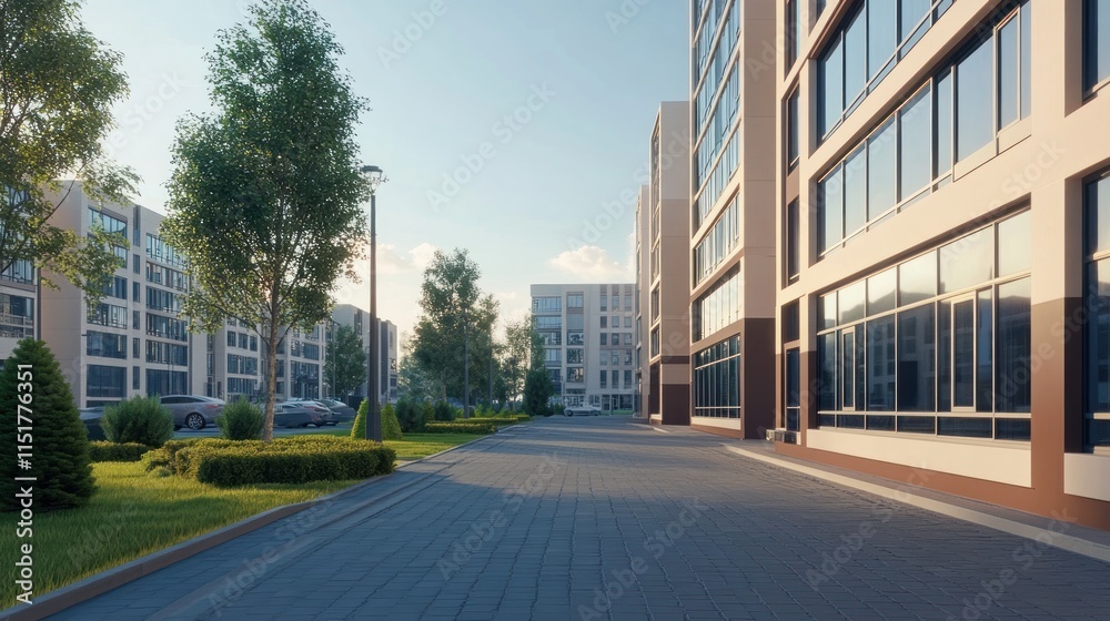 Modern Apartment Complex Architecture at Sunrise Modern Apartment Complex Architecture at Sunrise