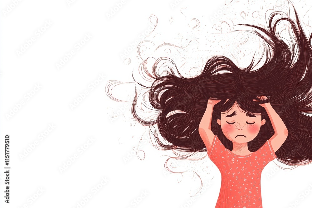 Sad girl with long brown hair feeling distressed Sad girl with long brown hair feeling distressed