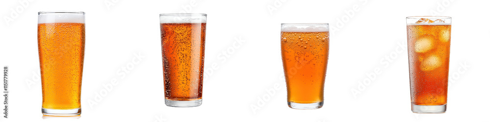 Refreshing drinks in various glasses, showcasing bubbles and colors Refreshing drinks in various glasses, showcasing bubbles and colors