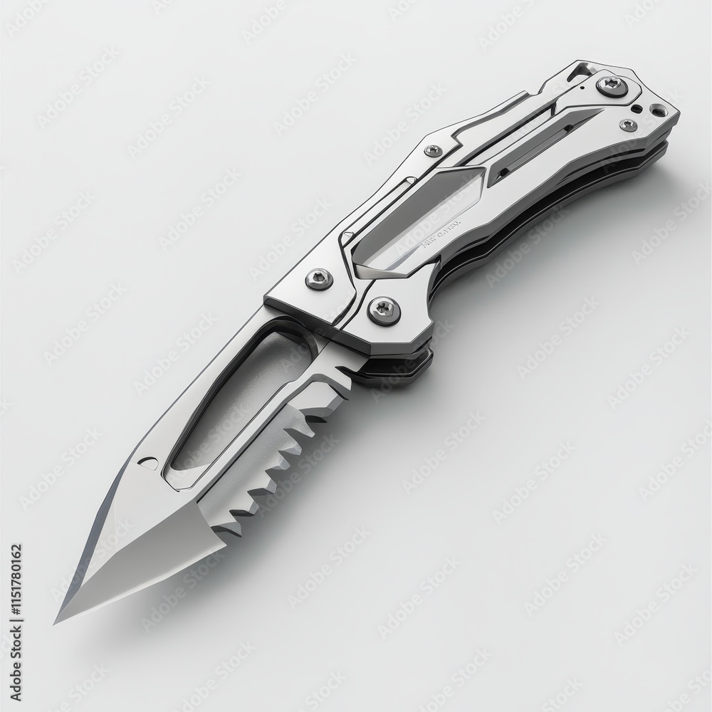 Sleek Stainless Steel Knife with Unique Blade Design and Grip Sleek Stainless Steel Knife with Unique Blade Design and Grip