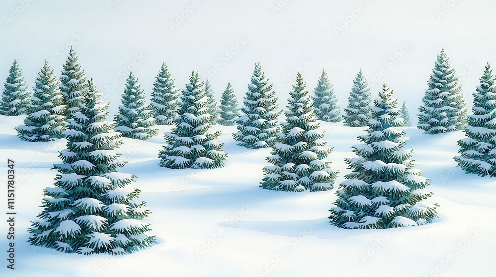 Fototapeta premium Snow-covered pines in a winter wonderland