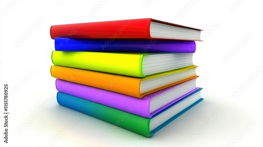 A Stack Of Colorful Books On A White Background A Stack Of Colorful Books On A White Background