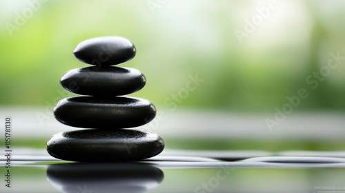 Balanced Black Stones Serene Nature Scene