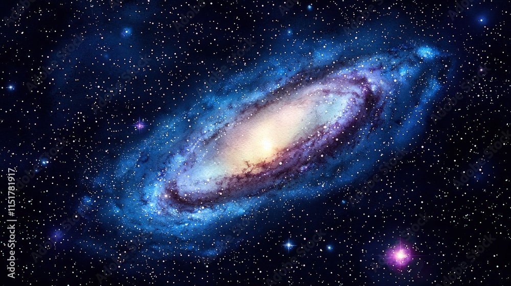 Naklejka premium Spiral Galaxy Amidst Starry Cosmos