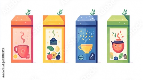 Wallpaper Mural Cartoon Tea Box Vector Isolated Illustration - One Single Tea Box Design Torontodigital.ca